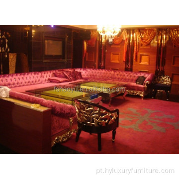 Sofá de canto longo para restaurante/clube/bar de couro clássico de luxo